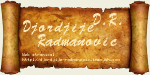 Đorđije Radmanović vizit kartica